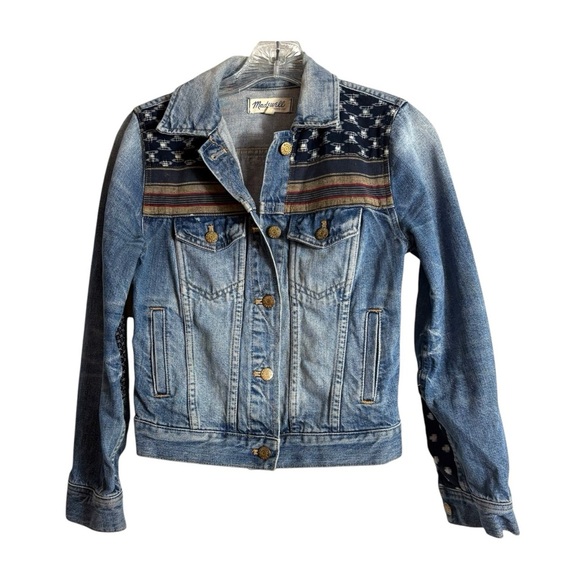 MADEWELL Boho American Flag Embellished Jean Jacket Size XS -- GORGEOUS!!! - Picture 1 of 11